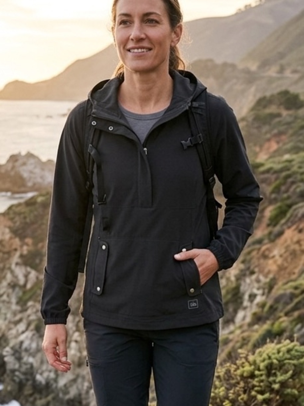 REI Co-op Lightweight Hooded Anorak Pullover Jacket Snap Pockets - Size M